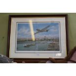 A SIGNED LIMITED EDITION PRINT by John Young, depicting a famous British fighter plane, over the