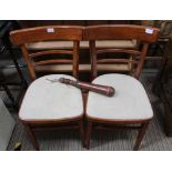 A PAIR OF MID-CENTURY WOODEN FRAMED SINGLE CHAIRS together with a probable 19th century turned