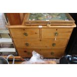 A SMALL SIZED 19TH CENTURY PINE CHEST OF FOUR DRAWERS