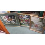 A SELECTION OF TAPESTRY WOOLWORKS appertaining to hunting