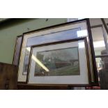 THREE GLAZED & FRAMED PRINTS appertaining to steam locomotives