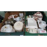 TWO BOXES PREDOMINANTLY CONTAINING COLLECTOR'S CHEESE DISHES & COVERS