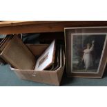 A BOX CONTAINING A SELECTION OF DECORATIVE PICTURES & PRINTS VARIOUS