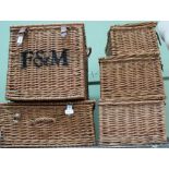 A LARGE SELECTION OF WOVEN WICKER HAMPERS to include branded Fortnum & Mason
