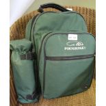 A GREEN FINISHED BACKPACK PICNIC SET