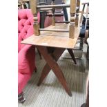 AN ARTS & CRAFTS INSPIRED RECTANGULAR ELM TOPPED TABLE on 'X' shaped supports