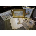 A VERY GOOD SELECTION OF PREDOMINANTLY 19TH CENTURY WATERCOLOURS, to include a Paul Braddon pencil