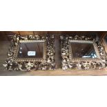 TWO SMALL GILDED FLORENTINE FRAMED PLAIN PLATE WALL MIRRORS