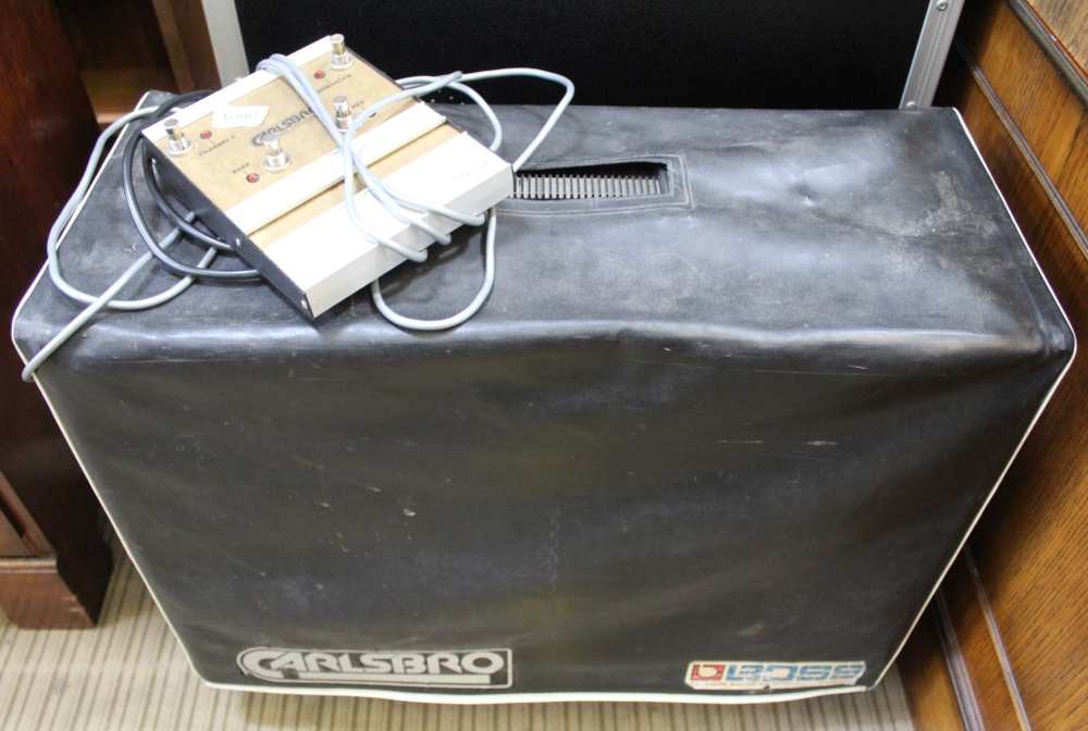 A 1970'S CARLSBRO STINGRAY BRANDED AMPLIFIER with foot pedal