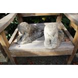 TWO CAST CONCRETE LIONS