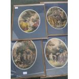 FOUR 19TH CENTURY IDYLLIC CHILDREN PRINTS together with a modern print of Salcombe