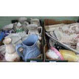TWO BOXES OF DOMESTIC POTTERY FROM THE 19TH & 20TH CENTURY, the majority jugs