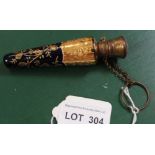 A LATE 19TH CENTURY PROBABLY FRENCH GLASS SCENT BOTTLE with gilt overlay (retaining original