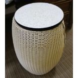 A WHITE FINISHED LLOYD LOOM LAUNDRY BASKET