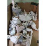 THREE BOXES OF PREDOMINANTLY SPANISH PORCELAIN FIGURINES