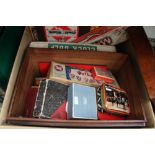 A BOX CONTAINING A SELECTION OF VINTAGE CHILDREN'S TOYS AND GAMES