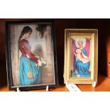 TWO PAINTED PORCELAIN PLAQUES of religious subjects