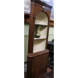 A REPRODUCTION PART PAINTED MAHOGANY FINISHED FREE-STANDING CORNER CUPBOARD