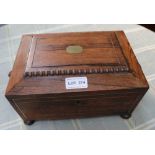 A 19TH CENTURY ROSEWOOD SARCOPHAGUS SHAPED BOX