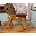 A SCRATCH BUILT PINE CHILD'S ROCKING HORSE