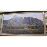 AN ORIGINAL OIL ON CANVAS STUDY OF A SOUTH AFRICAN VINEYARD by Errol Norbury, indistinctly signed in