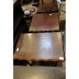AN INVERT PIECRUST EDGED OAK TABLE on barley twist legs with box stretcher between, together with