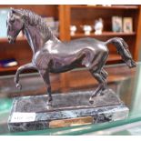A LIMITED EDITION CAST BRONZE HORSE on marble plinth base