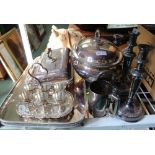 A GOOD SELECTION OF DOMESTIC METALWARES, the majority silver plated and for the table top