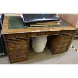 A MODERN OAK EFFECT TWIN PEDESTAL PARTNERS DESK of typical form & construction