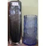 TWO TEXTURED GLASS VASES, one Whitefriars