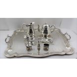 A "CHRISTOFLE" FRENCH SILVER PLATED TWO-HANDLED TEA TRAY, the handles cast acanthus scroll design,