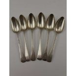 THOMAS STREETIN A SET OF SIX GEORGIAN SILVER COFFEE SPOONS, Hanoverian pattern, London 1810,