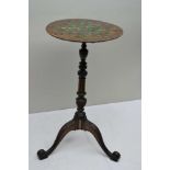 A 19TH CENTURY MAHOGANY & PAINT EFFECT GAMES TABLE, the circular top painted with malachite board,