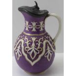 A 19TH CENTURY POTTERY JUG, moulded decoration in the manner of William Brownfield, Cobridge