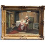 ALEXANDER RUSSELL 'A Cottage Interior', an elderly gentleman wearing clogs, entertains children in