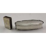 AN EDWARDIAN SILVER BOX, with hinged lid, the lid engraved "Madge", Birmingham 1904, 11cm x 4cm,