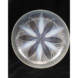 AN OPALESCENT MOULDED GLASS BOWL, with ears of barley decoration, in the style of Lalique, 30cm in