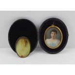 A BRITISH SCHOOL PORTRAIT MINIATURE PAINTING, Shoulder length front facing portrait of a lady in a