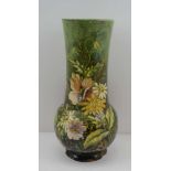 THEODORE Le FRONT A 19th CENTURY GREEN GLAZED AND FLORAL DECORATED POTTERY VASE impressed Lefront to