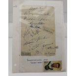 A COLLECTION OF CRICKETING AUTOGRAPHS, to include a page "Leicester 1938", 19cm x 13cm, and a