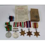 A COLLECTION OF FIVE SECOND WORLD WAR MILITARY MEDALS, with ribbons in original card box, includes