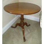 A 19TH CENTURY OAK SNAP-TOP TRIPOD TABLE, 70cm high x 76cm diameter