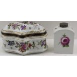 A 19TH CENTURY CONTINENTAL PORCELAIN TABLE CASKET of serpentine form, hand painted floral