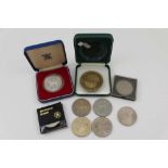 A COLLECTION OF COMMEMORATIVE COINS & MEDALLIONS including; six Queen Elizabeth II Silver Jubilee