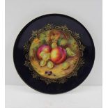 A ROYAL WORCESTER BONE CHINA CABINET PLATE, painted fruits decoration by H.H. Price, gooseberries