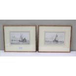 E W COOKE R.A. (1811-1880) 'Shipping Off the Coast', a pair of pencil drawings, signed and one dated