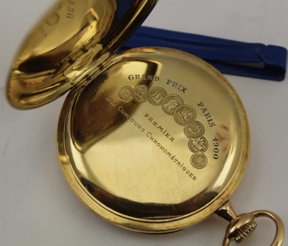 AN 18K GOLD CASED GENTLEMAN'S OPEN FACE POCKET WATCH, silvered dial with Roman numerals and - Image 4 of 5