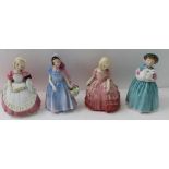 FOUR ROYAL DOULTON BONE CHINA FIGURINES, "Bunny", "Cookie", "Rose" and "Wendy"