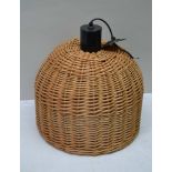 A RETRO DESIGN WOVEN WICKER "LOBSTER POT" PENDANT LIGHT 35cm high (excluding fittings)