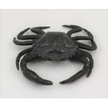 A JAPANESE MEIJI PERIOD BRONZE CRAB, 9.5cm x 9cm